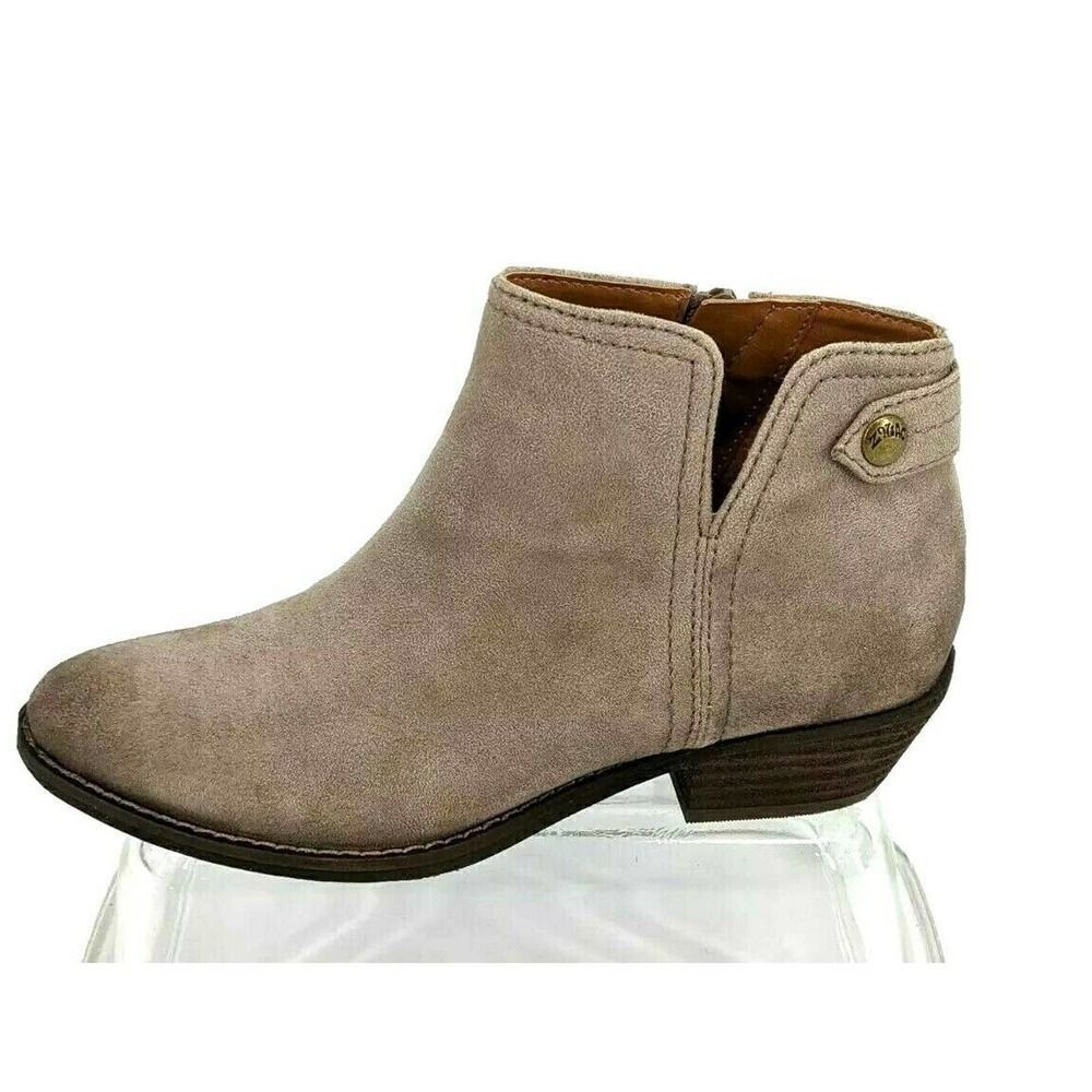 Zodiac Taupe Ankle Bootie Vegan Faux Suede size 6 low block heel